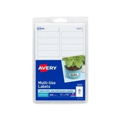 Avery Laser/Inkjet Multipurpose Labels, 1/2" X 1 3/4", White, 20/Sheet, 42 Sheets/Pack (5422)
