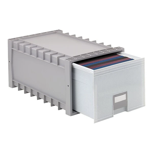 Storex Drawer Stackable Storage, Gray (61101U01C) 3 Storex Drawer Stackable Storage, Gray (61101U01C)