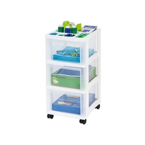 Iris 3 Drawers Standalone Storage, White, 2/Carton (116836) 3 Iris 3 Drawers Standalone Storage, White, 2/Carton (116836)
