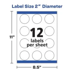 Avery Laser/Inkjet Permanent Round Labels, 2" Diameter, Matte White, 300 Labels Per Pack (22877) -Bostich Shop sp52461360 s7