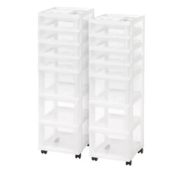 IRIS 7-Drawer Storage Cart With Organizer, White (116842)
