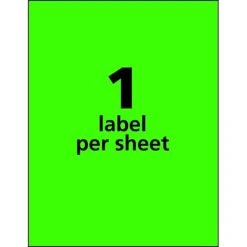 Avery Laser Shipping Labels, 8-1/2" X 11", Neon Green, 1 Label/Sheet, 100 Sheets/Box, 100 Labels/Box (5940) -Bostich Shop sp83628747 s7