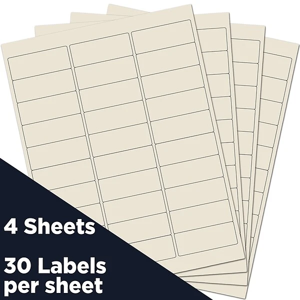 JAM Paper® Address Labels, 1 X 2 5/8, Ivory, 30 Labels/Sheet, 4 Sheets/Pack, 120 Labels/Pack (17966071) 3 JAM Paper® Address Labels, 1 X 2 5/8, Ivory, 30 Labels/Sheet, 4 Sheets/Pack, 120 Labels/Pack (17966071)