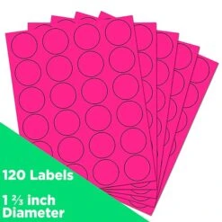 JAM Paper Circle Round Label Sticker Seals, 1 2/3 Inch Diameter, Neon Pink, 120/Pack (354329581)