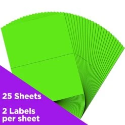 JAM Paper Shipping Labels, Half Page, 5 1/2" X 8 1/2", Neon Green, 50/Pack (359429626)
